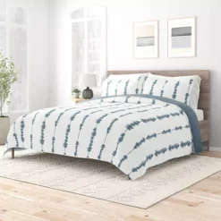 Urban Loft's Reversible 3pc Quilt Set For King And Queen Beds -Bedding Shop 6363391 Shibori Aesthetic Navy