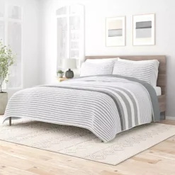 Urban Loft's Reversible 3pc Quilt Set For King And Queen Beds -Bedding Shop 6363391 Summer Stripes
