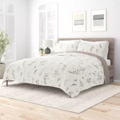 Urban Loft's Reversible 3pc Quilt Set For King And Queen Beds -Bedding Shop 6363391 Watercolor Leaves 1