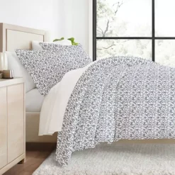 Urban Loft's Wrinkle-resistant Bohemian Patterns 3pc Duvet Bedding Set -Bedding Shop 6363413 Burst Of Vines Navy