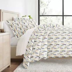 Urban Loft's Wrinkle-resistant Bohemian Patterns 3pc Duvet Bedding Set -Bedding Shop 6363413 Feathers Navy
