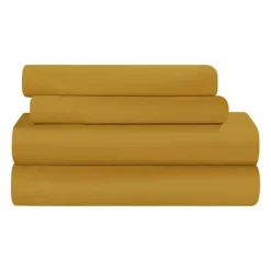 SUPERIOR 300 Thread Count Rayon From Bamboo Deep-Pocket Sheet Set -Bedding Shop 6374354 Gold