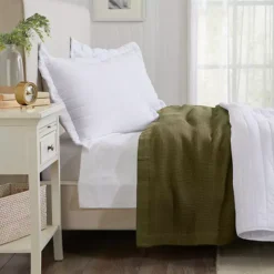 Madelinen Waffle Weave Knit Blanket -Bedding Shop 6527531 ALT4