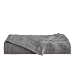 Madelinen Waffle Weave Knit Blanket -Bedding Shop 6527531 Light Gray