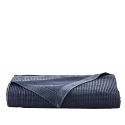 Madelinen Waffle Weave Knit Blanket -Bedding Shop 6527531 Ocean Blue