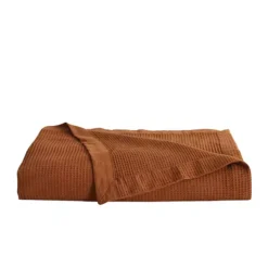 Madelinen Waffle Weave Knit Blanket -Bedding Shop 6527531 Terracotta