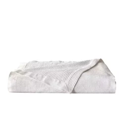 Madelinen Waffle Weave Knit Blanket -Bedding Shop 6527531 White