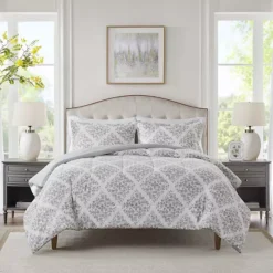Madison Park Essentials Comforter Set -Bedding Shop 6648164 Gray Stamped Medallion