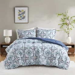 Madison Park Essentials Comforter Set -Bedding Shop 6648164 Navy Tile Medallion