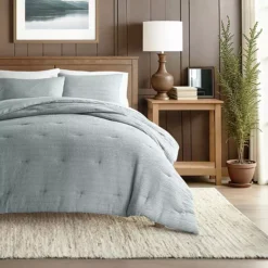 Home Collection All Season Down-Alternative Waffle Textured Comforter Set With Sham -Bedding Shop 6715543 Blue