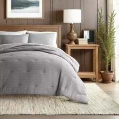 Home Collection All Season Down-Alternative Waffle Textured Comforter Set With Sham -Bedding Shop 6715543 Gray
