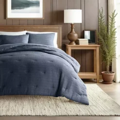 Home Collection All Season Down-Alternative Waffle Textured Comforter Set With Sham -Bedding Shop 6715543 Navy