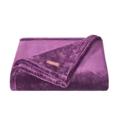 Columbia Super Soft Plush Fleece Throw Blanket -Bedding Shop 6732360 Plum