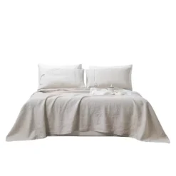 Stone Washed French Linen Sheet 4 Pcs Set -Bedding Shop 6775896 Natural