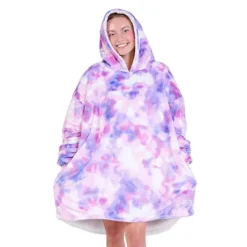 The Bare Homey - Adult Wearable Blanket - Sherpa Side Pockets -Bedding Shop 6837342 Pink Tie Dye