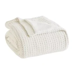 Madison Park Rowan Waffle Knit Chenille Throw Blanket 29 Madison Park Rowan Waffle Knit Chenille Throw Blanket -Bedding Shop 6987535 Ivory