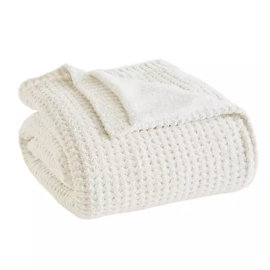 Madison Park Rowan Waffle Knit Chenille Throw Blanket 15 Madison Park Rowan Waffle Knit Chenille Throw Blanket - Image 15