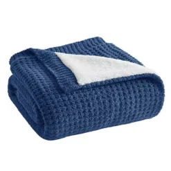 Madison Park Rowan Waffle Knit Chenille Throw Blanket 27 Madison Park Rowan Waffle Knit Chenille Throw Blanket -Bedding Shop 6987535 Navy Blue 1