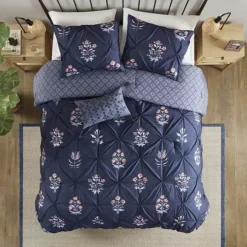 Madison Park Peony 4-Piece Pintuck Comforter Set With Throw Pillow -Bedding Shop 6993843 ALT3