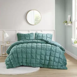 Intelligent Design Velvet Dream Puff Midweight Comforter Set -Bedding Shop 7001510 Teal 1