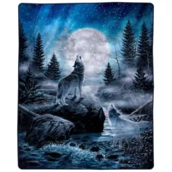 Lavish Home Wolves Faux Mink Throw Blanket