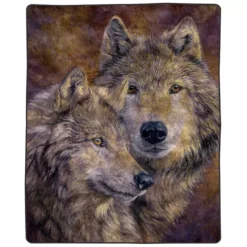 Lavish Home Wolves Faux Mink Throw Blanket -Bedding Shop 7002378 Pair Of Wolves