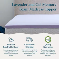 Lucid Dream 2-in. Gel & Lavender Mattress Topper With Cover -Bedding Shop 7008555 ALT7