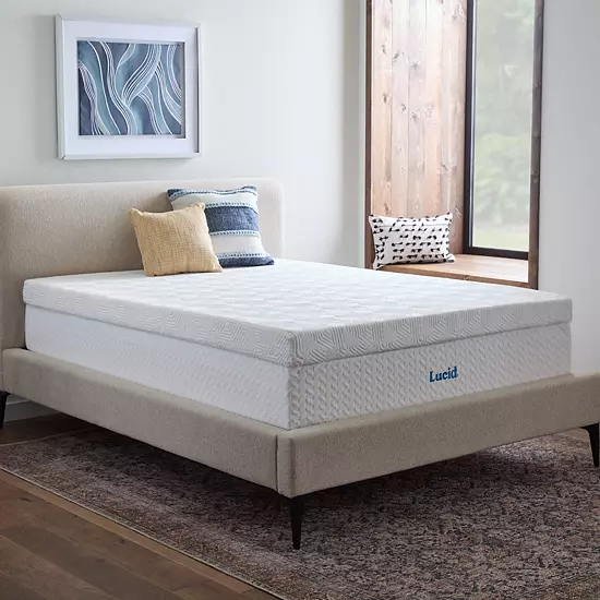 Lucid Dream 4-in. Lavender & Gel & Lavender Mattress Topper With Cover 2 Lucid Dream 4-in. Lavender & Gel & Lavender Mattress Topper With Cover - Image 2