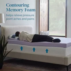 Lucid Dream 4-in. Lavender & Gel & Lavender Mattress Topper With Cover 10 Lucid Dream 4-in. Lavender & Gel & Lavender Mattress Topper With Cover -Bedding Shop 7008558 ALT2