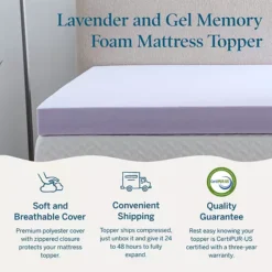 Lucid Dream 4-in. Lavender & Gel & Lavender Mattress Topper With Cover 15 Lucid Dream 4-in. Lavender & Gel & Lavender Mattress Topper With Cover -Bedding Shop 7008558 ALT7