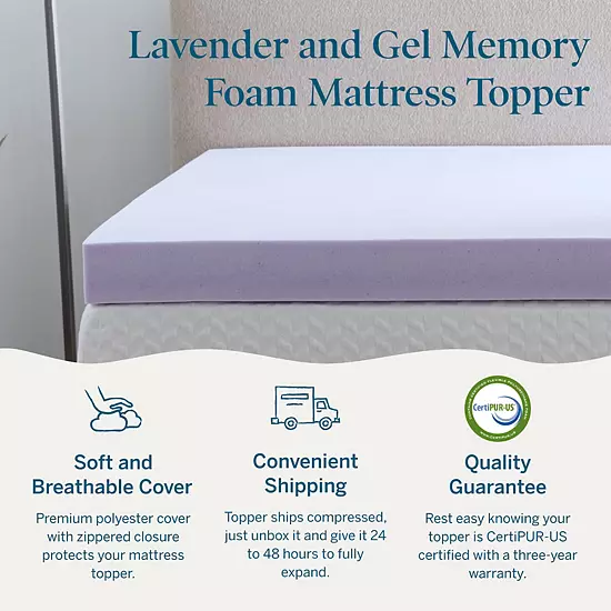 Lucid Dream 4-in. Lavender & Gel & Lavender Mattress Topper With Cover 8 Lucid Dream 4-in. Lavender & Gel & Lavender Mattress Topper With Cover - Image 8