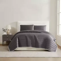 Christian Siriano NY® Cotton Sateen Blush Quilt Set With Shams -Bedding Shop 7138513 Dark Gray
