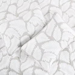 Serenta Matelasse Jacquard Leaf Print Quilt With Shams -Bedding Shop 7142238 ALT3