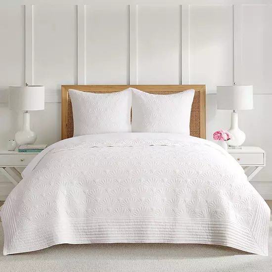 Draper James Davenport White Coverlet Or Sham 1 Draper James Davenport White Coverlet Or Sham