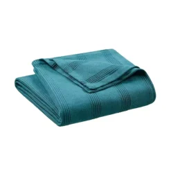 Vellux Cotton Throw Blanket -Bedding Shop 7181202 Pacific Blue 1