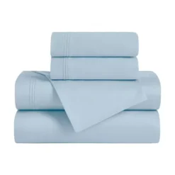 SUPERIOR Egyptian Cotton 650 Thread Count Solid Deep Pocket Sheet Set And Pillowcases -Bedding Shop 7197024 Baby Blue