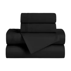 SUPERIOR Egyptian Cotton 650 Thread Count Solid Deep Pocket Sheet Set And Pillowcases -Bedding Shop 7197024 Black