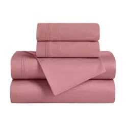 SUPERIOR Egyptian Cotton 650 Thread Count Solid Deep Pocket Sheet Set And Pillowcases -Bedding Shop 7197024 Blush