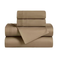 SUPERIOR Egyptian Cotton 650 Thread Count Solid Deep Pocket Sheet Set And Pillowcases -Bedding Shop 7197024 Taupe