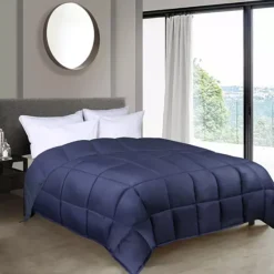 SUPERIOR Brushed Microfiber Reversible Down Alternative Comforter -Bedding Shop 7205338 Navy Blue