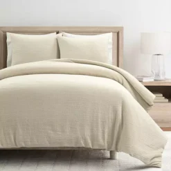 Lush Decor Haniya Solid Waffle Woven Cotton Textured Duvet Cover Set -Bedding Shop 7211849 Neutral 1