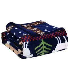 Home Soft Things Christmas Printed Flannel Fleece Blanket -Bedding Shop 7232923 Blue