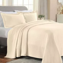 SUPERIOR Solitaire Cotton Medium Weight All-Season Matelasse Diamond Bedspread & Sham Set
