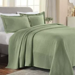 SUPERIOR Solitaire Cotton Medium Weight All-Season Matelasse Diamond Bedspread & Sham Set -Bedding Shop 7241053 Sage