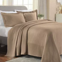 SUPERIOR Solitaire Cotton Medium Weight All-Season Matelasse Diamond Bedspread & Sham Set -Bedding Shop 7241053 Taupe