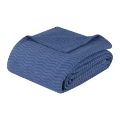 SUPERIOR Jena Cotton Textured Chevron Lightweight Woven Blanket -Bedding Shop 7249085 Merritt Blue