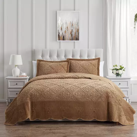 VCNY Home Westland Quilted Plush Bedspread Set 1 VCNY Home Westland Quilted Plush Bedspread Set