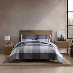 Eddie Bauer Oversized Plaid Grey Comforter Set
