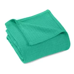 SUPERIOR Waffle Weave Honeycomb Knit Cotton Blanket -Bedding Shop 7267599 Gumdrop Green