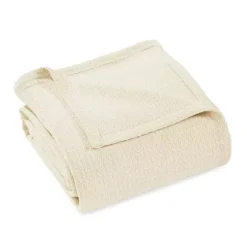 SUPERIOR Waffle Weave Honeycomb Knit Cotton Blanket -Bedding Shop 7267599 Ivory